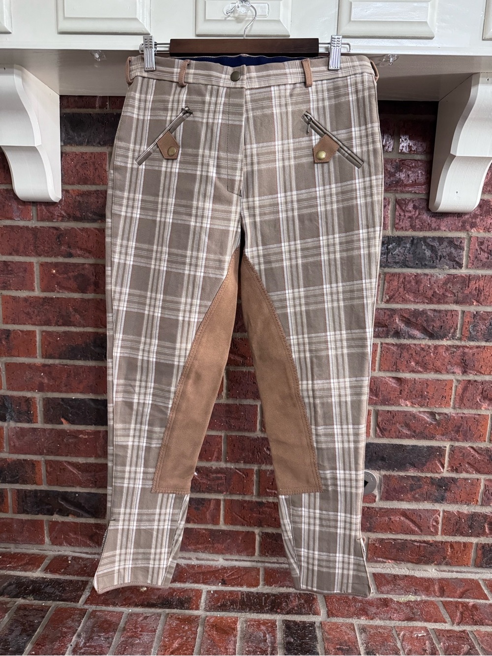 Women's Plaid Riding Trousers in Taupe and Tan Sz 12 Cottagecore Steampunk